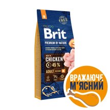 Сухий корм Brit Premium Dog Adult M для дорослих собак середніх порід, з куркою - 15 кг