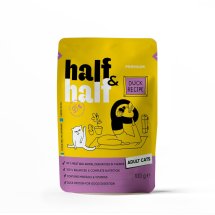 Корм вологий Half&Half для дорослих котів, шматочки з качкою у соусі у формі пауча - 100 г