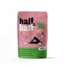 Корм вологий Half&Half для кошенят, шматочки з індичкою у желе у формі пауча - 100 г