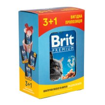 Набір паучів "3+1" для котів Brit Premium Cat pouch з лососем і фореллю - 100 г