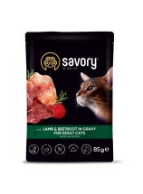 Вологий корм Savory для дорослих котів ягня з буряком у соусі пауч - 85 г