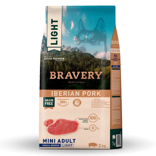 BRAVERY Dog Iberian Pork Mini Adult LIGHT сухий корм для дорослих собак дрібних порід зі свининою по -іберійськи Легка - 2 кг