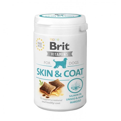 Вітаміни Brit Vitamins Skin and Coat для дорослих собак для здоров я шкіри та шерсті з лососем - 150 г
