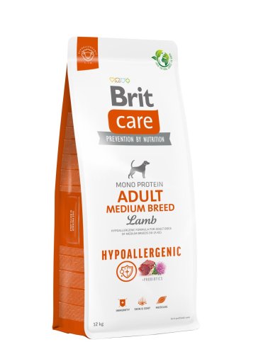 Сухий корм Brit Care Dog Hypoallergenic Adult Medium Breed для собак середніх порід, гіпоалергенний з ягням - 12 кг