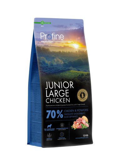 Корм сухий Profine Junior Large Chicken and Potatoes для цуценят та юніорів великих порід, з куркою та картоплею - 12 кг