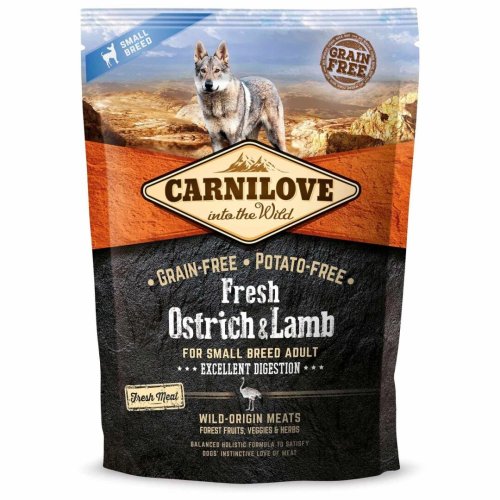 Сухий корм Carnilove Fresh Ostrich & Lamb для дорослих собак дрібних порід, ягня та страус, 1 - 1.5 кг