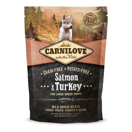 Сухий корм Carnilove Salmon & Turkey для цуценят та молодих собак великих порід, лосось та індичка, 1 - 1.5 кг