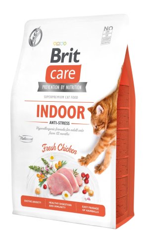 Сухий корм Brit Care Cat GF Indoor Anti-stress для котів, які постійно живуть у приміщенні, курка - 2 кг