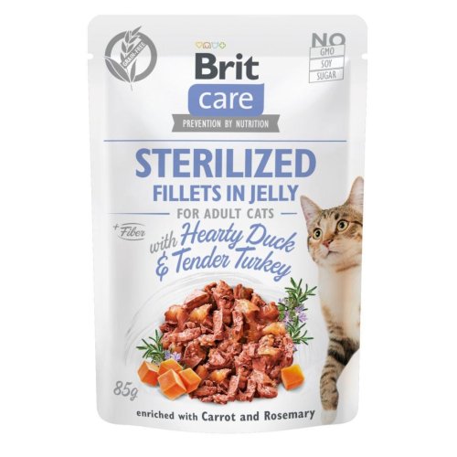 Вологий корм Brit Care Cat Pouch для кастрованих котів, в желе, качка та індичка - 85 г